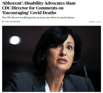 | Activists with disabilities Rolling Stone 11022 said the testimony of the CDC director perpetuates widely and wrongly held perceptions that disabled people have a worse quality of life than nondisabled people and our lives are more expendable | MR Online