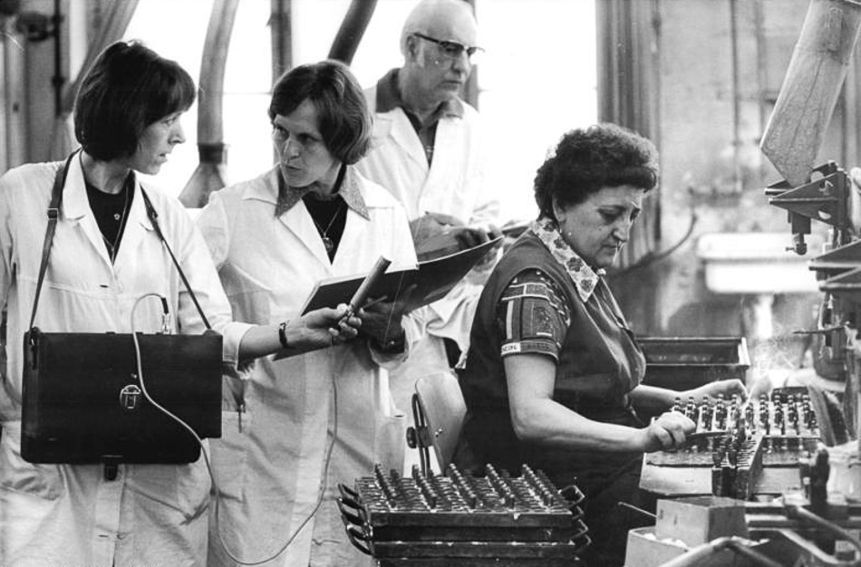 | Image 6 An occupational health inspection measures noise temperature humidity and lighting conditions In 1981 a strict obligation was placed on enterprises to report on the conditions of high risk workplaces and to take measures to reduce these risks Together these reports created a solid database through which affected employees could be monitored protected and provided with targeted care The data was also used to exert greater pressure on politicians and enterprises to reduce and if possible prevent the harmful side effects of work | MR Online