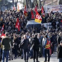 | Demonstrators against French government pension reforms take part to a protest march in Bayonne southwestern France Tuesday Jan 31 2023 | MR Online