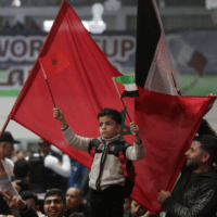 Palestinians in Gaza gathered in large numbers to watch the Morocco-Portugal game at World Cup’s quarterfinals. (Photo: Mahmoud Ajjour, The Palestine Chronicle)