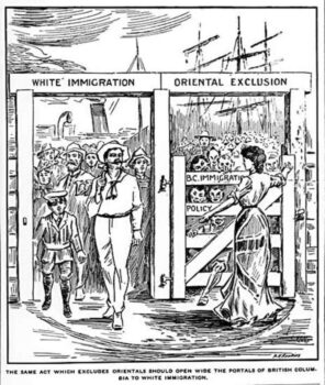 | A cartoon encouraging the exclusion of Chinese immigrants appeared in a BC newspaper on August 24 1907 Image courtesy the Vancouver Public Library | MR Online