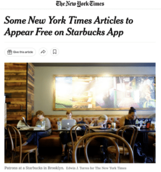 The New York Times 72115 chief executive was delighted with an extension of its long and fruitful association with Starbucks