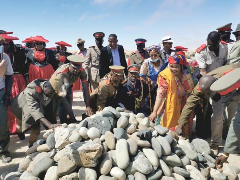 | Descendants of the victims of the genocides paying their respect at the monument for the Nama genocide grave | MR Online