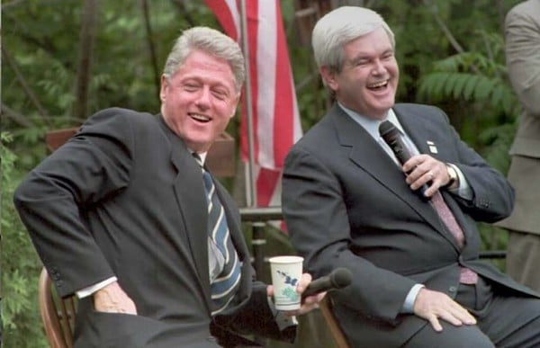 MR Online | Bill Clinton and Newt Gingrich in 1995 Photo John MotternAFP | MR Online