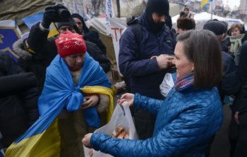 Victoria Nuland hands out cookies to protesters in Maidan Square during uprising Integration with the West following the coup has been far better for Western countries than for Ukraine whose economy has done worse under the new order Source twittercom