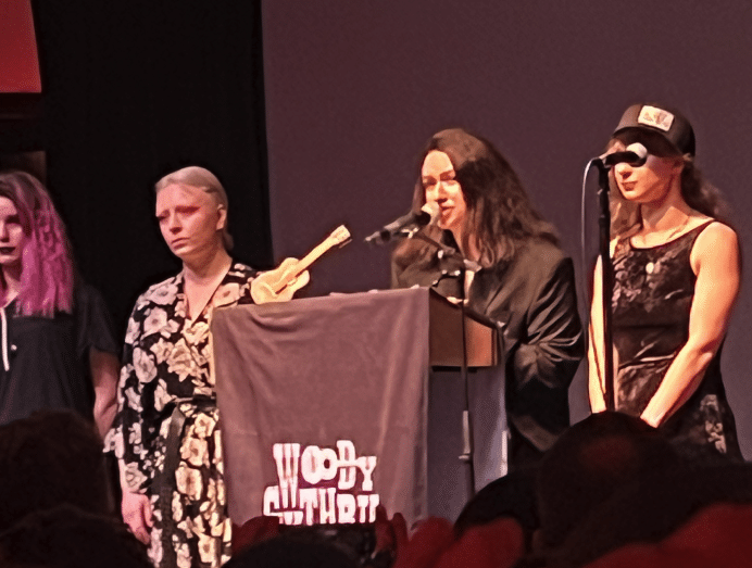  | Members of Pussy Riot receiving the Woody Guthrie Prize in Tulsa Oklahoma on May 6 Source Photo courtesy of Jeremy Kuzmarov | MR Online