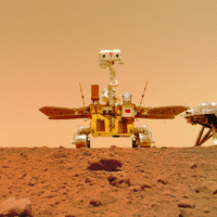 Photo released on June 11, 2021 by the China National Space Administration (CNSA) shows a selfie of China's first Mars rover Zhurong with the landing platform. (CNSA/Handout via Xinhua)