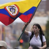 Government backers rally in support of Colombian President Gustavo Petro in Bogota, Colombia, Wednesday, June 7, 2023