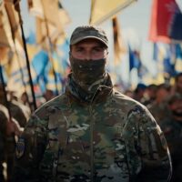 Soldier of the special regiment of the National Guard of Ukraine “Azov”. March in honor of the Day of the Defender of Ukraine. Kyiv. 2020. spoilt.exile, CC BY-SA 2.0 https://creativecommons.org/licenses/by-sa/2.0, via Wikimedia Commons