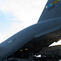 Weapons cargo bound for Ukraine is loaded onto a C-17 Globemaster III during a security assistance mission at Dover Air Force Base, Delaware, Aug. 19, 2022. The Department of Defense is providing Ukraine with critical capabilities to defend against Russian aggression under the Ukraine Security Assistance Initiative. (U.S. Air Force photo by Senior Airman Cydney Lee)