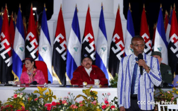 Burkina Fasos Prime Minister Apollinaire Joachim Kyélem de Tambèla speaks at the 44th anniversary of the Sandinista Revolution in Managua Nicaragua on July 19 2023