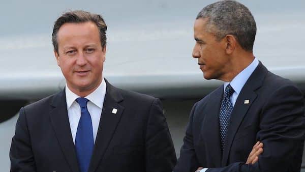 MR Online | UK Prime Minister David Cameron and Barack Obama in 2014 three years after they and others destroyed Libya Photo PA Images | MR Online