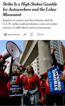 | The New York Times 91923 warns that the strike could inflict collateral damage that creates frustration and hardship among tens of thousands of nonunion workers | MR Online