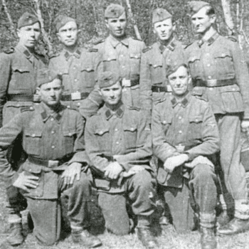 Photo taken from a blog by an SS Galicia veterans group Yaroslav Hunka is in the front row middle