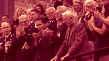 Parliamentarians gave a standing ovation to Yaroslav Hunka a former member of the 14th Waffen Grenadier Division of the SS the military wing of the Nazi Party during Ukrainian President Volodymyr Zelenskys visit to Ottawa Photo courtesy CBC News