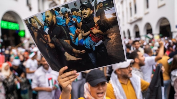  | Moroccans take part in a protest in solidarity with Palestinians in Gaza in Rabat Morocco Oct 15 2023 Photo Mosaab Elshamy  AP | MR Online