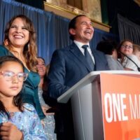 Manitoba premier-elect Wab Kinew with his family on election night on Tuesday, October 3, 2023. Credit: Wab Kinew / X