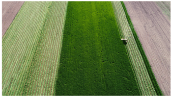 | Arial view of a farmer harvesting alfalfa | MR Online