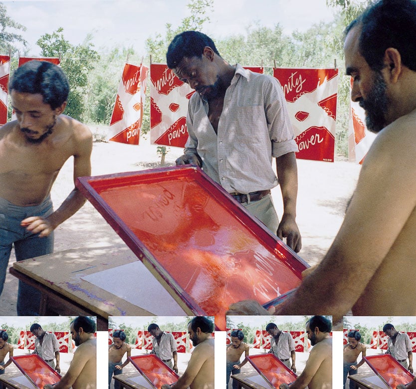 | Medu members Tim Williams Wally Serote and Sergio Albio Gonzalez print the poster Unity Is Power in Gaborone Botswana 1979Credit Teresa Devant via Freedom Park | MR Online