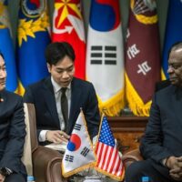 Secretary of Defense Lloyd J. Austin III with Republic of Korea Minister of National Defense Shin Wonsik in Seoul on November 12 (Photo: Department of Defense/Chad J. McNeeley)