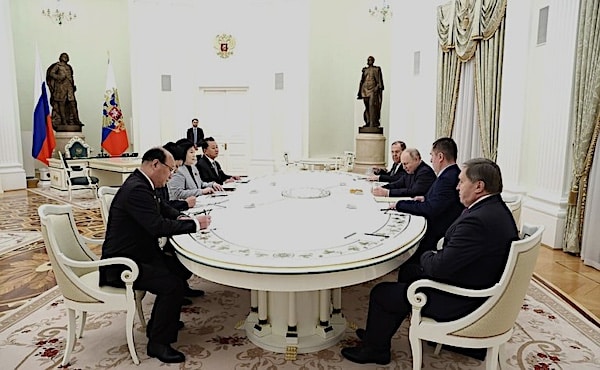 President Vladimir Putin (3rd from Right) met North Korean Foreign Minister Choe Son Hui (3rd from Left), Moscow, Jan. 16, 2024