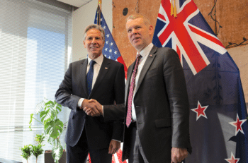 | Blinken with Hipkins in Wellington on July 27 State Department Chuck Kennedy Public domain | MR Online