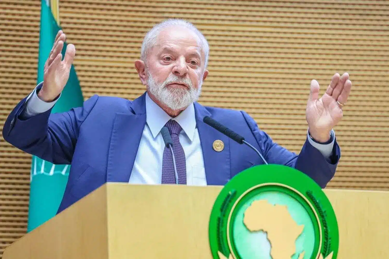 MR Online | Brazilian President Luiz Inacio Lula da Silva speaking during the opening ceremony of the 37th Session of the Assembly of the African Union AU at the AU headquarters in Addis Ababa on February 17 2024 Photo Brazilian Presidency | MR Online