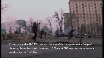 The verdict confirms that a BBC TV crew was targeted by a Maidan sniper firing from the activist controlled Hotel Ukraina Screen grab from Video CYouTube