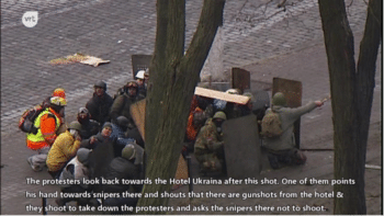 The verdict confirms the shooting of Maidan activists from the activist controlled Hotel Ukraina Screen grab from Video CYouTube