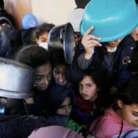 Children waiting for food in Gaza. Photo: UNRWA