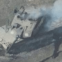 German Leopard 2A6 burning internally after being hit by Russian fire near Avdeyevka in November 2023.