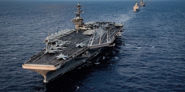 MR Online | INTIMIDATION Ships from the Theodore Roosevelt Carrier Strike Group and from the America Expeditionary Strike Group transit the South China Sea 2020 | MR Online