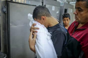 | Palestinians receive the bodies of relatives who were killed in Israeli airstrikes Al Najjar Hospital southern Gaza Strip November 6 2023 Abed Rahim KhatibFlash90 | MR Online