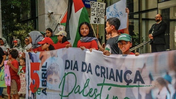 MR Online | Rallies for Palestinian Childrens Day were held across Brazil including in São Paulo Photo Priscila Ramos | MR Online