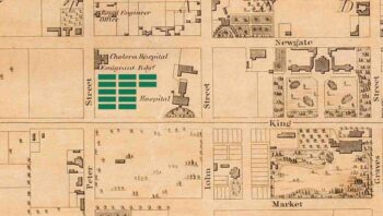 | Toronto street map showing the fever sheds at King and John Streets Image courtesy Canada Ireland Foundation | MR Online