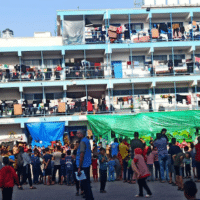 Thousands of displaced Palestinians are living in UNRWA shelters. (Photo: via KinderUSA)