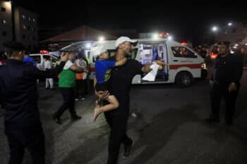 | Palestinians rush to bring the wounded including many children to Al Shifa Hospital in Gaza City as Israeli forces continue pounding the Gaza Strip October 11 2023 Mohammed ZaanounActivestills | MR Online