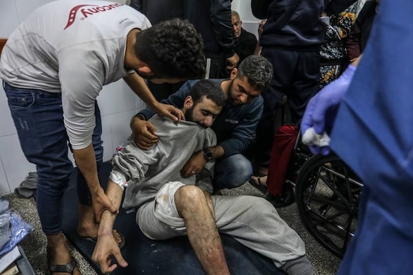 | PALESTINIAN MEN WHO WERE ARRESTED DURING THE ISRAELI GROUND INVASION OF NORTHERN GAZA RECEIVE MEDICAL TREATMENT AFTER THEIR RELEASE AT AL NAJJAR HOSPITAL IN RAFAH DECEMBER 24 2023 PHOTO © ABED RAHIM KHATIBDPA VIA ZUMA PRESSAPA IMAGES | MR Online