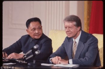 Jimmy Carter and Deng Xiaoping at a press conference on January 31 1979 in Washington DC Source newscgtncom