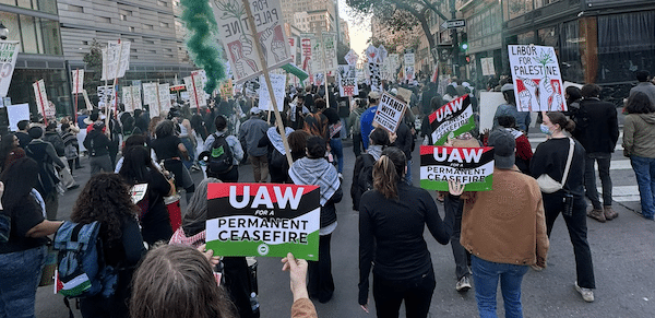 | United Auto Workers members at the University of California marched in Oakland Attacks on campus occupations have led to unfair labor practice charges and even a strike vote Photo UAW Local 2865 | MR Online