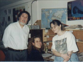 | Labor Radio members L to R Frank Emspak Victoria Gutierrez and Ellen La Luzerne in the newsroom at WORT FM Madison Wisconsin | MR Online