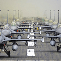 American fighter planes in formation at the Ramstein Air Base in Germany. It serves as the headquarters for the United States Air Forces in Europe – Air Forces Africa (USAFE-AFAFRICA) and NATO Allied Air Command (AIRCOM). Photo by Roland Balik/US Air Force/Flickr.