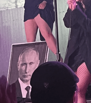 A member of the Punk rock band Pussy Riot urinating on a poster of Americas 1 enemy Vladimir Putin at a concert in Tulsa Oklahoma in May 2023 Pussy Riot was championed by HRW and its members depicted as political prisoners even though members of the band were legitimately arrested by Russian authorities for hooliganism after they disrupted a church service and illegally carried out sex orgies in a Russian museum Source Photo courtesy of Jeremy Kuzmarov