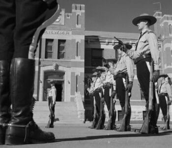 RCMP officers during weapons inspection 1957 Photo courtesy Library and Archives Canada MIKAN No 4949181