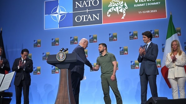  | Biden and Zelensky shake hands at the NATO Summit in July 2023 in Vilnius Photo Dati BendoEuropean Commission | MR Online