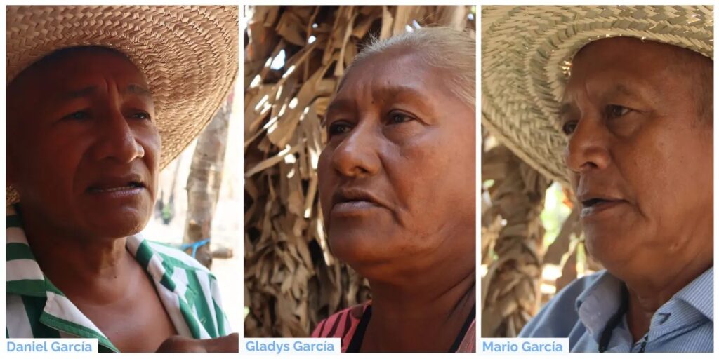 Daniel García was recently displaced from San José de Capanaparo and is now living in Coporo Indígena | Gladys García is a spokesperson for the Coporo Indígena Communal Council | Mario García is the cacique political leader of the Coporo Indígena Pumé community Rome Arrieche