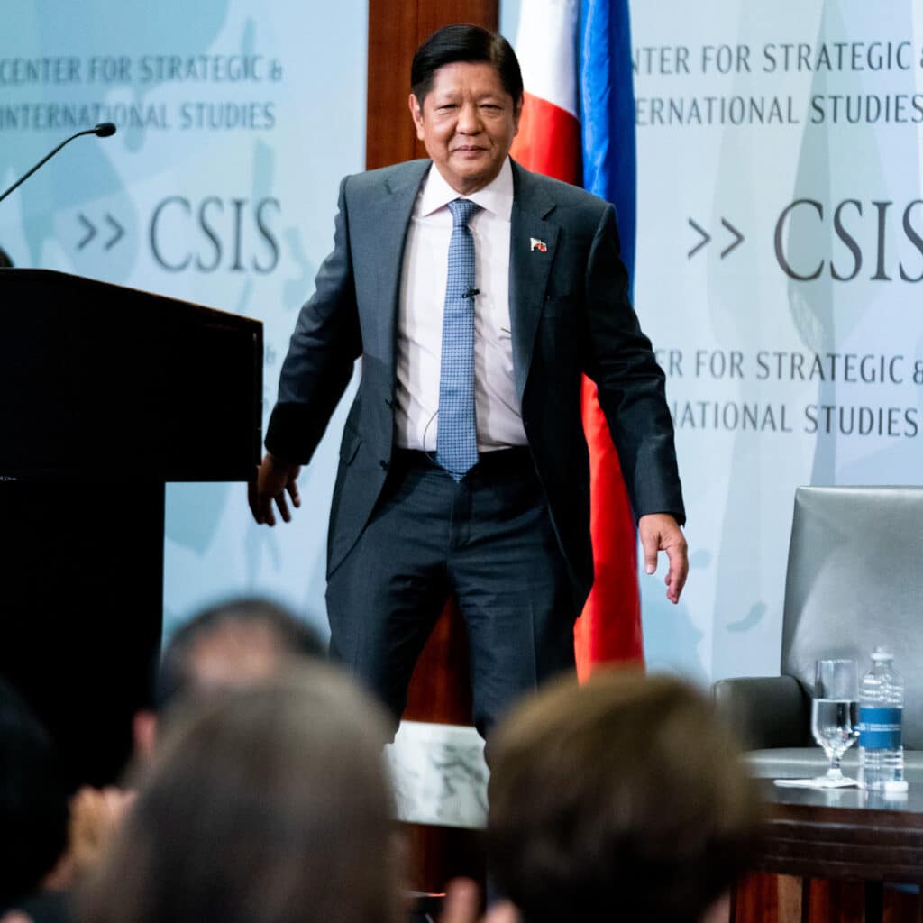 | Center for Strategic and International StudiesPhilippines President Ferdinand Romualdez Marcos Jr steps away from the podium after speaking at a CSIS event in Washington where he extolled the threat from China May 4 2023 Andrew Harnik | AP | MR Online