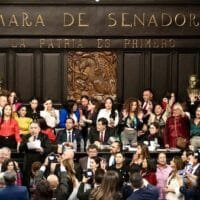 Members of the Mexican Senate celebrate passing of Judicial Reform. Photo: MORENA