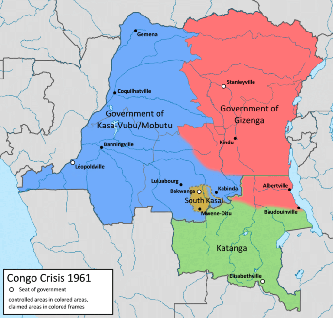 | A political map representing the different areas of control during the Congo Crisis of 1961 Wikimedia Commons | MR Online