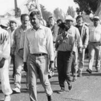 AMLO marching in the "Exodus for Democracy" in 1991. Photo: Fernando Fernández/Imagenlatina